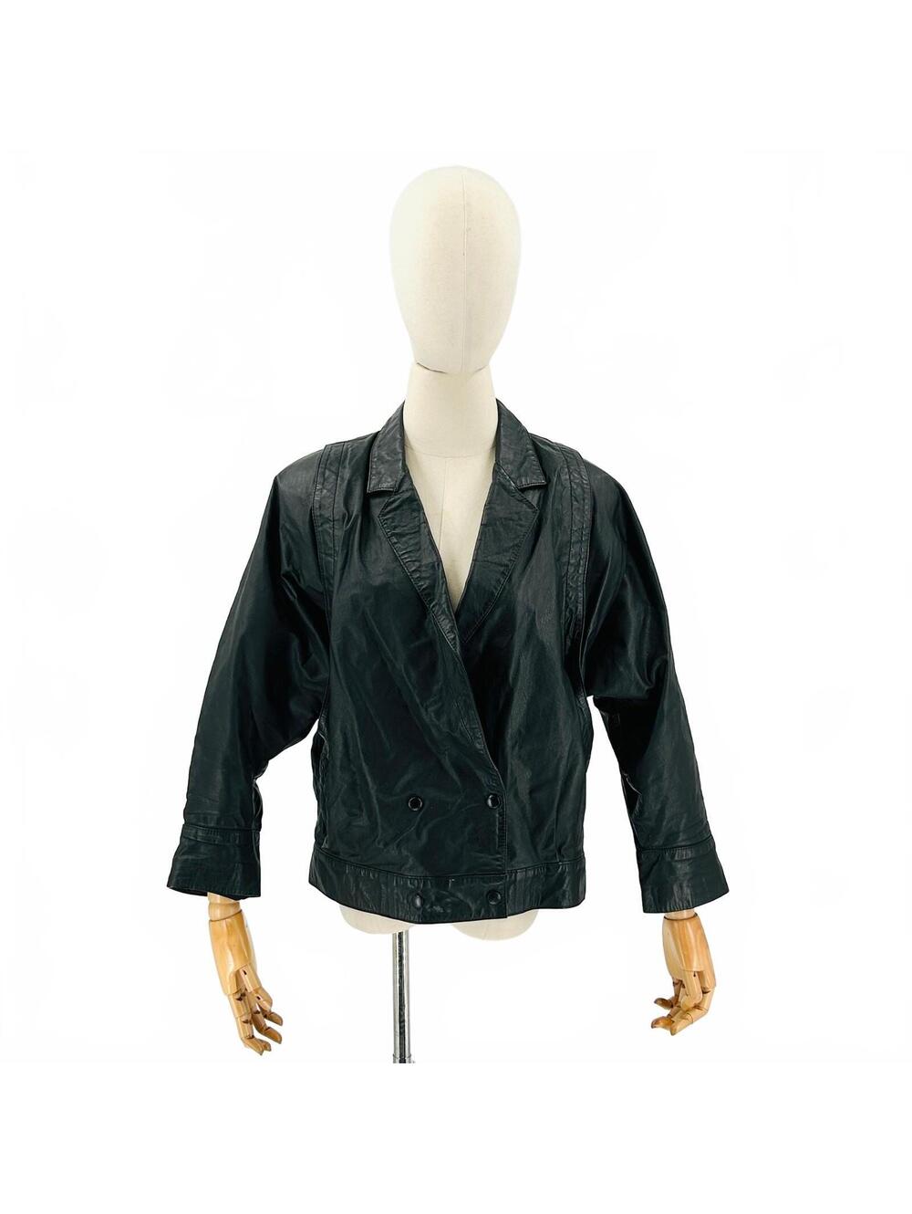 Vintage 80s Uru Cueros Black Leather Jacket